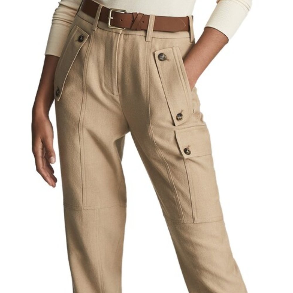 Reiss Newlyn Wool & Ramie Blend Cargo Pants